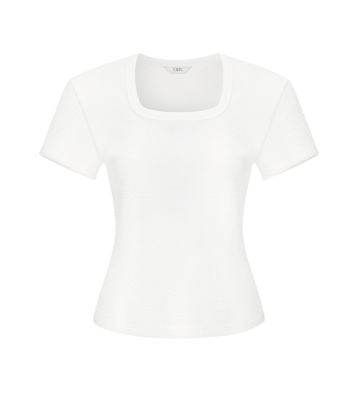 Embossed Square-neck Top in White – Mode Sportif