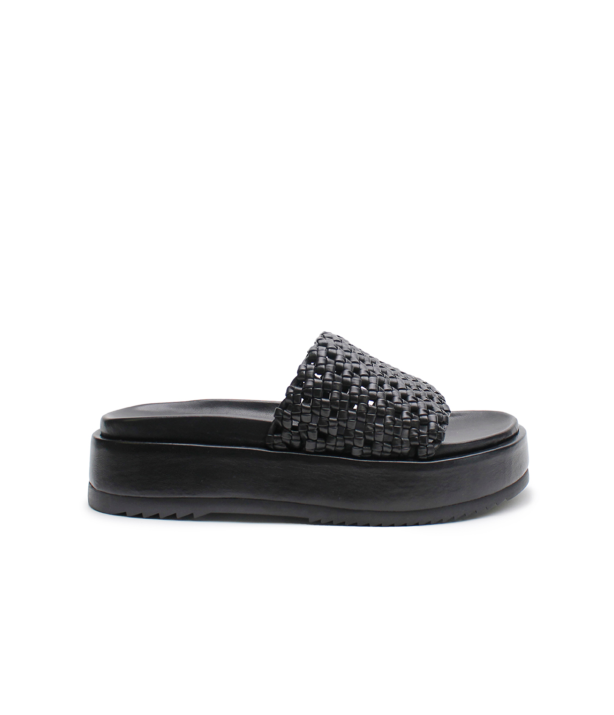 Knotted Platform Slide in Black Mode Sportif