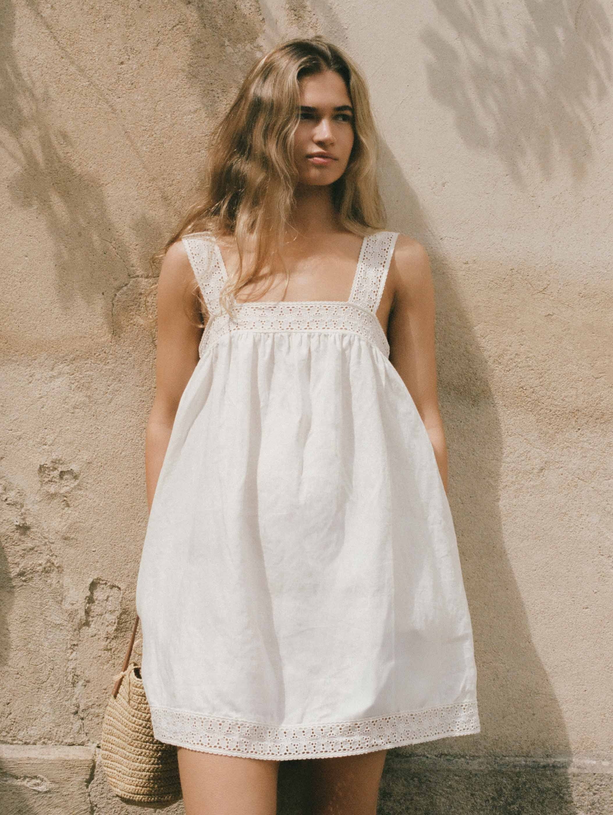 Peony Broderie Mini Dress in Gardenia – Mode Sportif