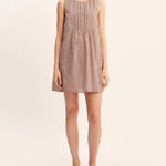 Women wearing Posse's Callie Shift Mini Dress in Mocha Gingham.