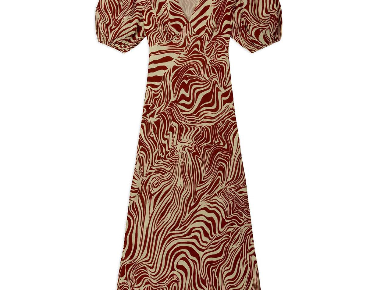 Poppy Dress in Brown Marble Zebra