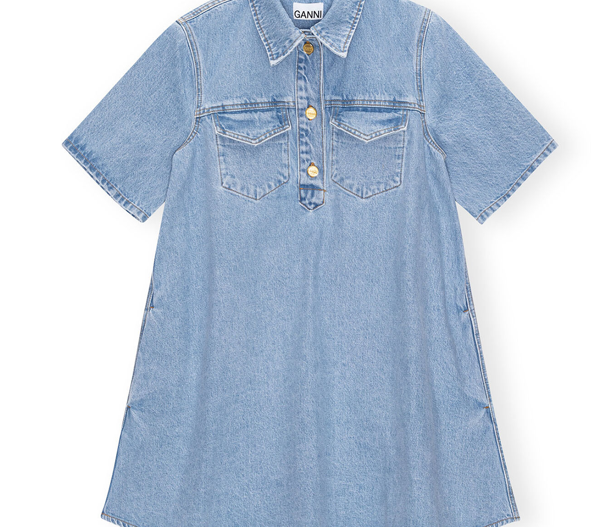 Ganni denim outlet shirt dress