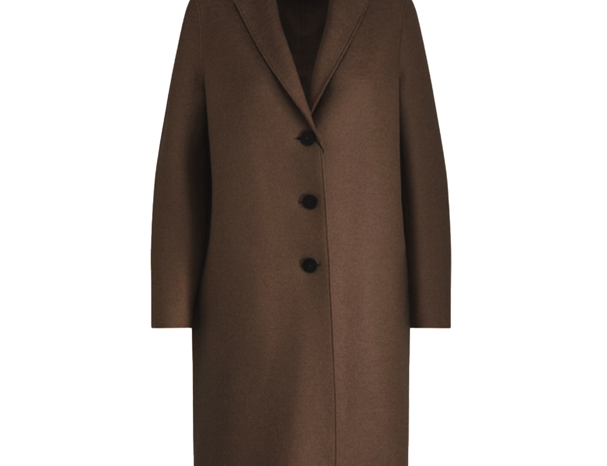 Pressed Wool Overcoat in Teddy Brown Mode Sportif