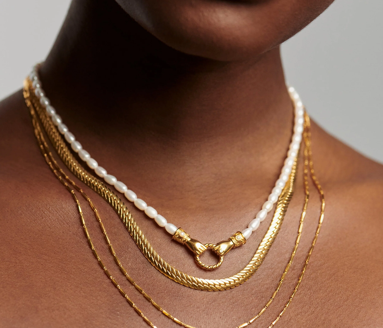 Harris Reed X Missoma In Good Hands Beaded Necklace in Gold and