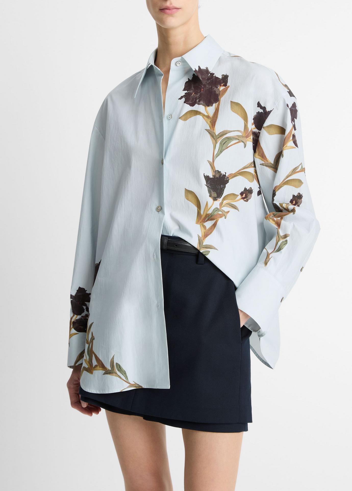 Placed Black Iris Button Down Shirt in Salt Glass and Black