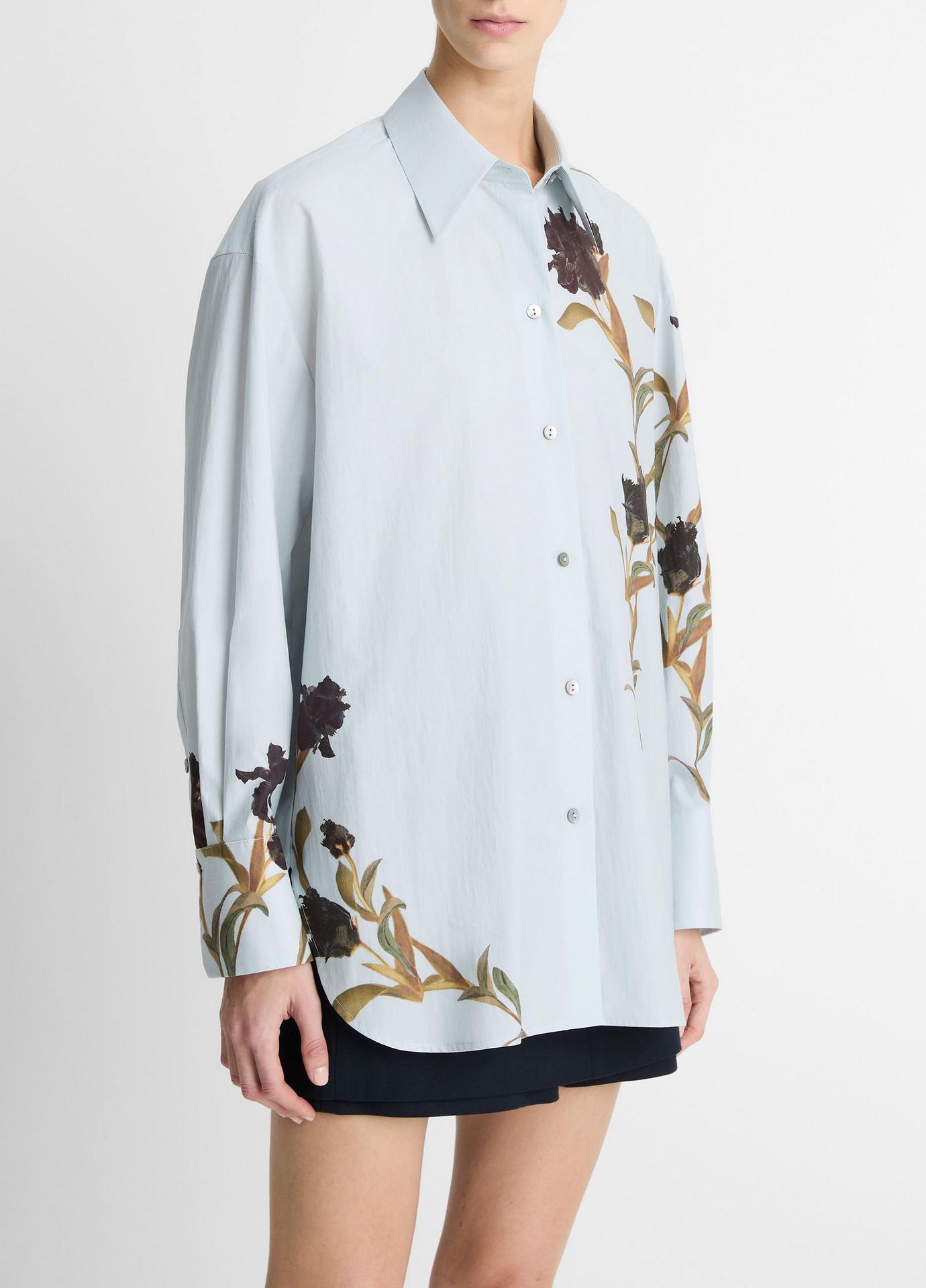 ヴィンス Vince Placed Black Iris Button Down Shirt レディース シャツ トップス Salt Glass/Bl Placed Black Iris Button Down Shirt in Salt Glass and Black