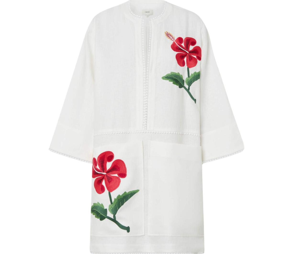 Hibiscus Embroidered Tunic Dress in Antique White Mode Sportif