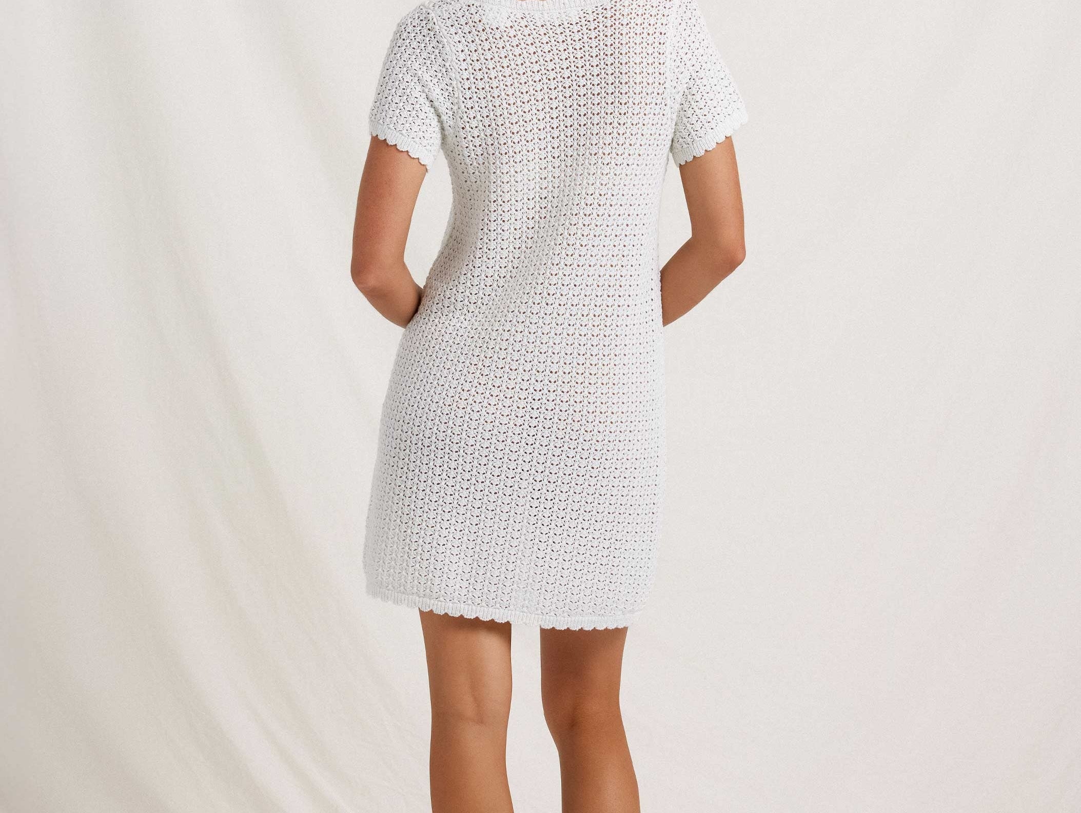 peony pointelle mini dress Peony Swimwear Pointelle Shift Mini Dress Seashell / S