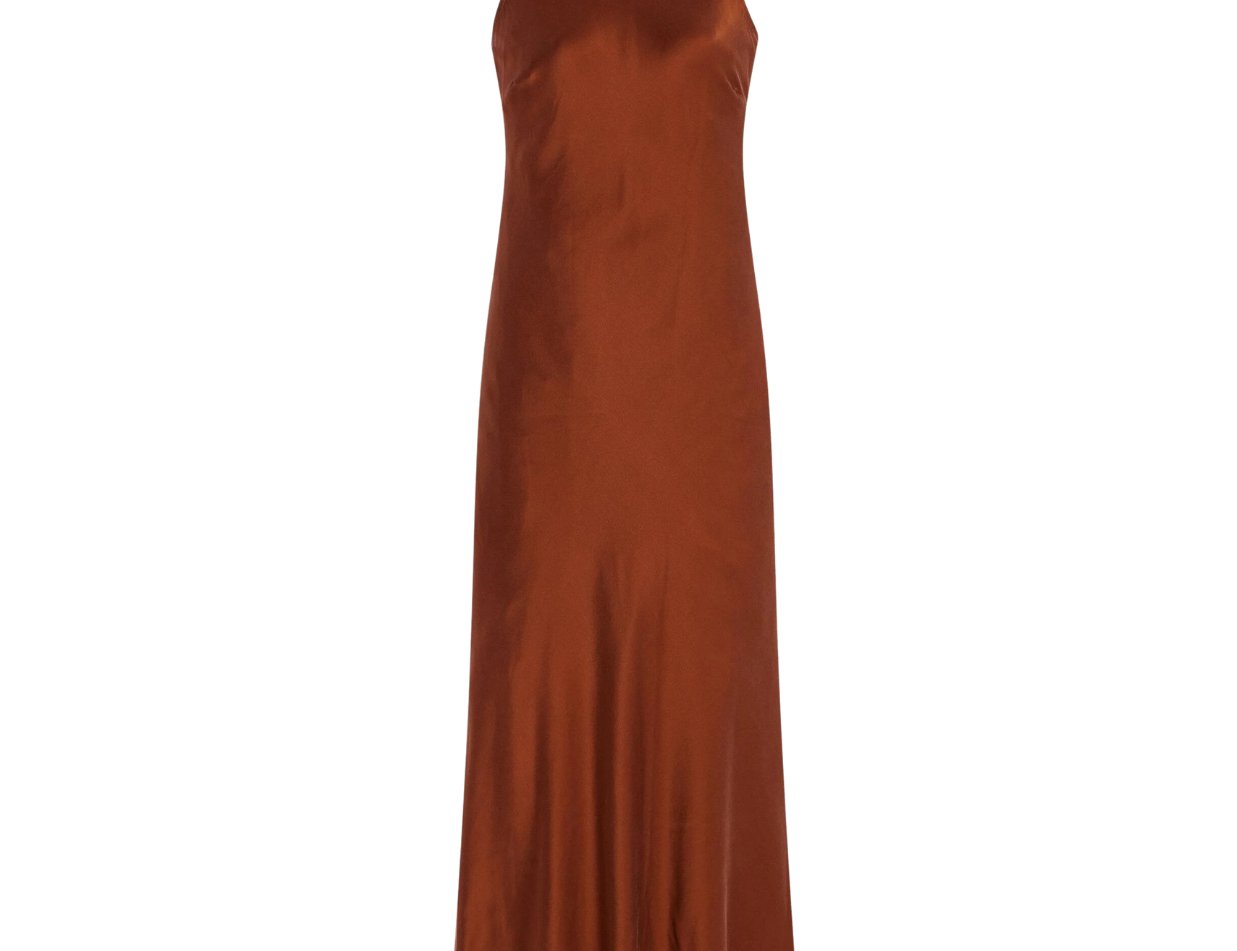 asceno valencia silk satin slip dress Valencia Mahogany Silk Crepe