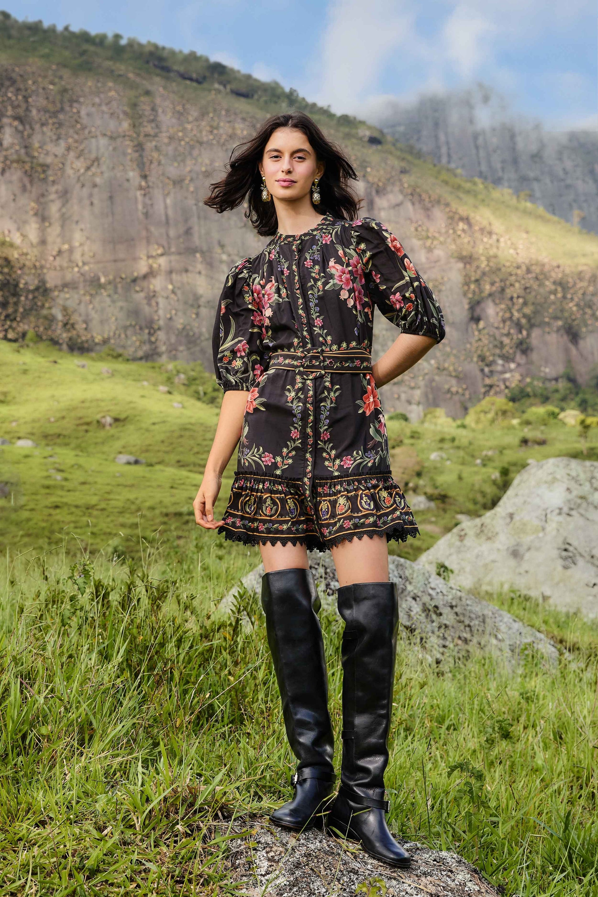 Farm Rio Belle Garden Black Mini Dress – Mode Sportif