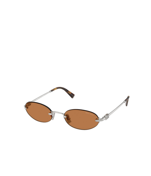 小物 miumiu oval sunglasses made in italy Miu Miu Oval Sunglasses in Brown Silver – Mode Sportif